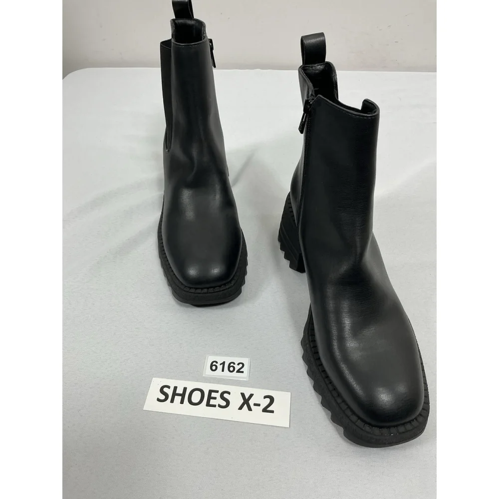 Womans Sam & Libby Ankle Boots Chunky 10 Black Side Zip Round Toe